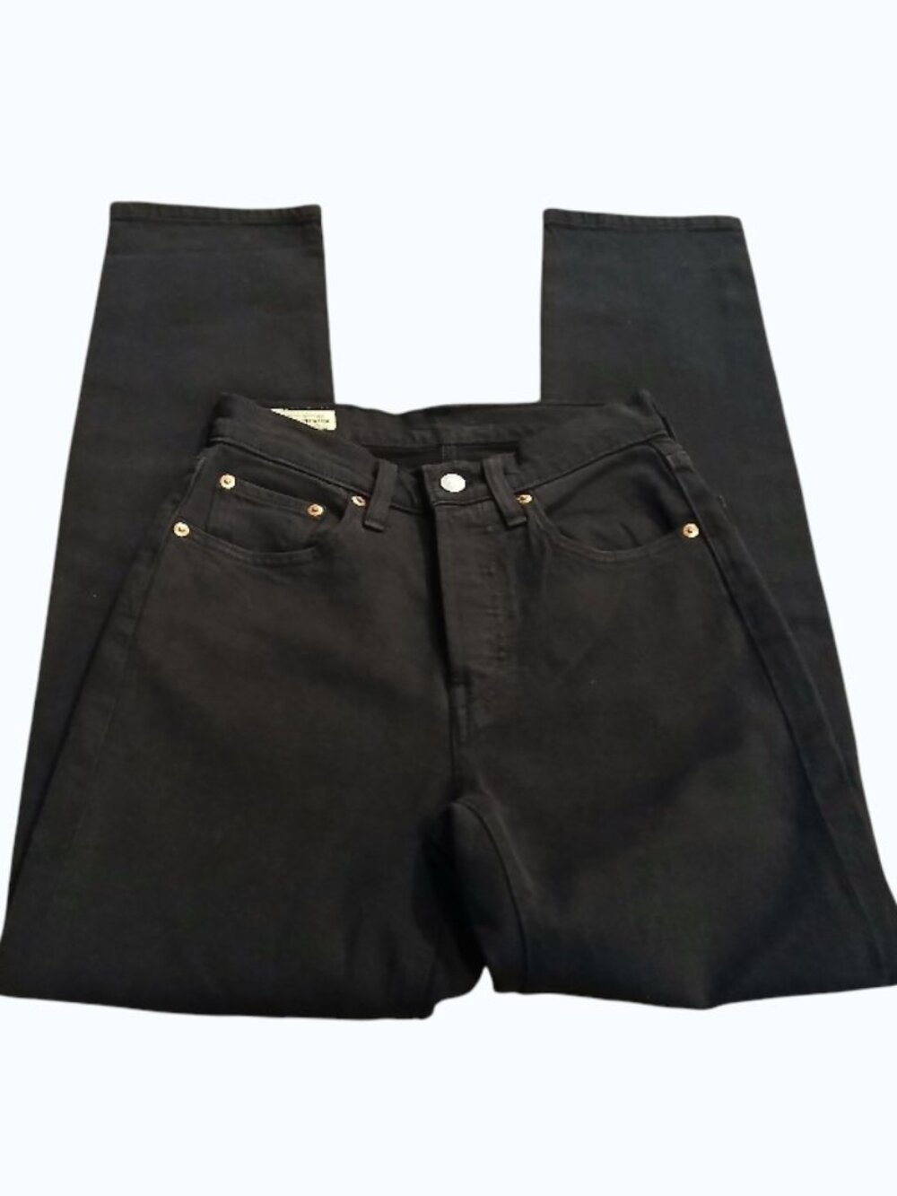 LEVI'S PREMIUM Black Jeans Stretch Straight Leg High Waist - EUC - Picture 4 of 14